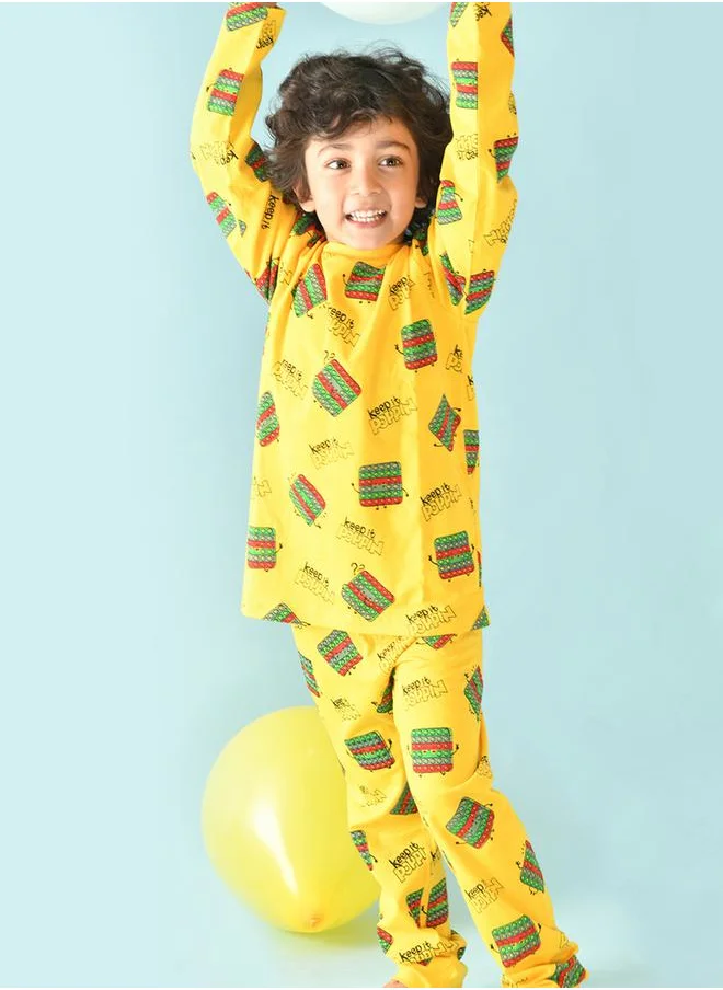 Anthrilo Pop It Graphic Print Top & Pyjama Set by Styli