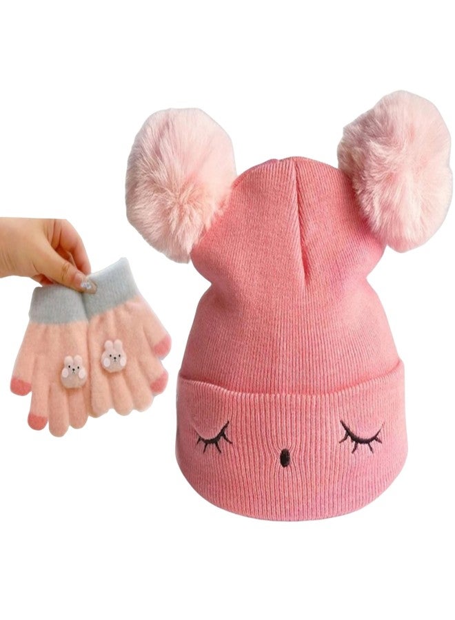REFFER Baby Winter Cap; Winter Cap for Baby; Kids Cap; Baby Cap; Woolen Three Layers Warm Fabric for Baby boy (in, Age, 6 Months, 24 Months, 6 Month to 3 Years, Pink (Caps+Gloves)) - Image 1