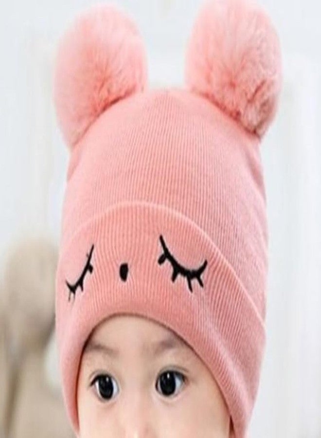 REFFER Baby Winter Cap; Winter Cap for Baby; Kids Cap; Baby Cap; Woolen Three Layers Warm Fabric for Baby boy (in, Age, 6 Months, 24 Months, 6 Month to 3 Years, Pink (Caps+Gloves)) - Image 3