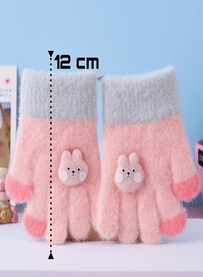 REFFER Baby Winter Cap; Winter Cap for Baby; Kids Cap; Baby Cap; Woolen Three Layers Warm Fabric for Baby boy (in, Age, 6 Months, 24 Months, 6 Month to 3 Years, Pink (Caps+Gloves)) - Image 2