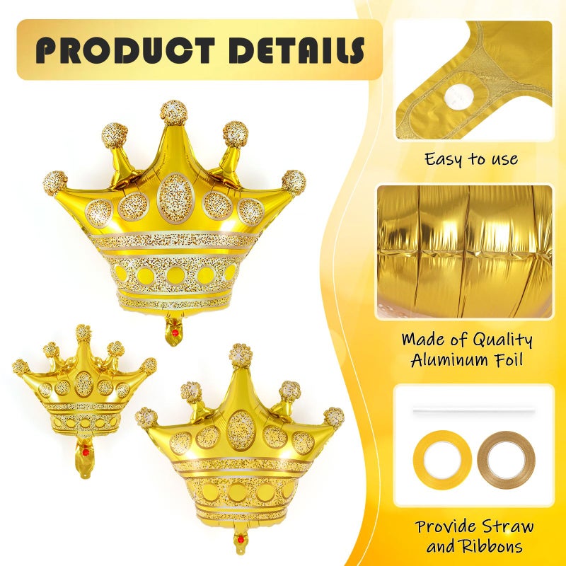 YOTHORN 16 Pcs Crown Balloons,Gold Crown Foil Balloons Crown Shape Balloons Gold Anniversary Balloons for Christmas Birthday Party Baby Shower Wedding Bridal Shower Princess Themed Party Supplies - Image 5