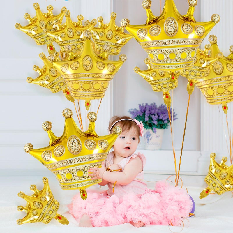YOTHORN 16 Pcs Crown Balloons,Gold Crown Foil Balloons Crown Shape Balloons Gold Anniversary Balloons for Christmas Birthday Party Baby Shower Wedding Bridal Shower Princess Themed Party Supplies - Image 4