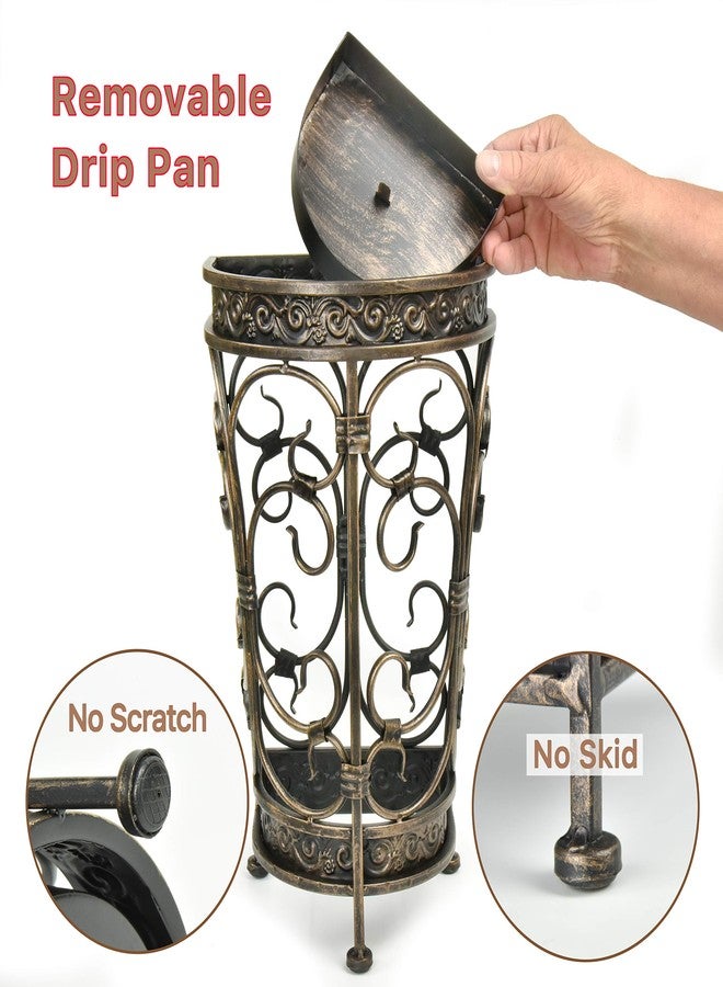 دولبلكس حامل مظلات مزدوج عالي الجودة، حامل مظلات معدني بتصميم عتيق، ديكور مدخل وردهة، تصميم جداري مع صينية تجميع قابلة للإزالة، رف ديكور للمنزل والمكتب، يحمل المظلات والعصي وعصي المشي - Image 3