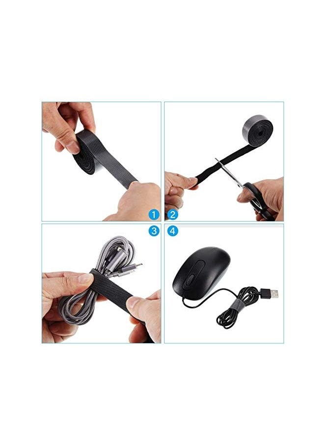 Reusable Cable Ties Roll Adjustable Length Precut Electric Wire Straps with Cord Wrap and Hook Loop for Cables Management Organizing Ropes ColorLeaf™