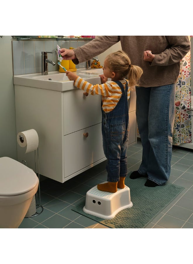 Generic Children’s Step Stool – White and Turquoise – Lightweight, Durable Kids Stool for Bathroom, Bedroom, and Playroom – Non-Slip Design  - Image 2