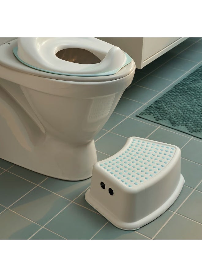 Generic Children’s Step Stool – White and Turquoise – Lightweight, Durable Kids Stool for Bathroom, Bedroom, and Playroom – Non-Slip Design  - Image 3