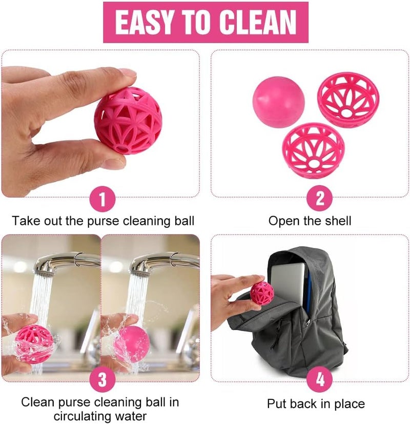 KICKZU KICKZU Bag Cleaning Ball Reusable Handbag Cleaner Ball Easy Portability Handbag Essentials Can Picking Up Dust Dirt Debris Sticky in Purses Laundry Balls for Washing Machine - Image 4