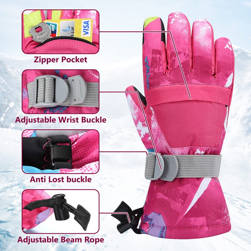 Odtmger Ski Gloves, Warmest Waterproof and Breathable Snow Gloves for Cold Weather, Fits Both Men & Women,for Parent Child Outdoor - Image 2