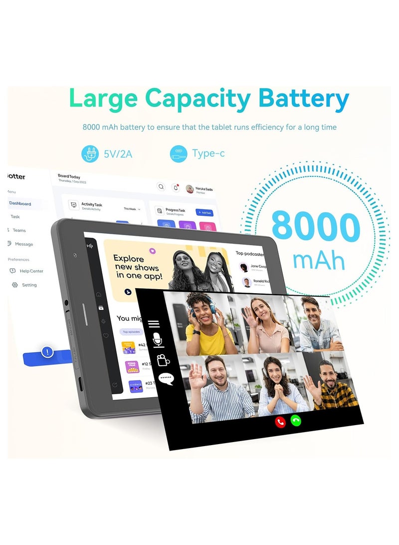 REBENUO CM828 8 inch Tablet, Android 14 Tablet with SIM Card Slot and Wifi 8GB RAM,512GB ROM Storage Dual 5MP+8MP Camera HD IPS Display (Green) - Image 5