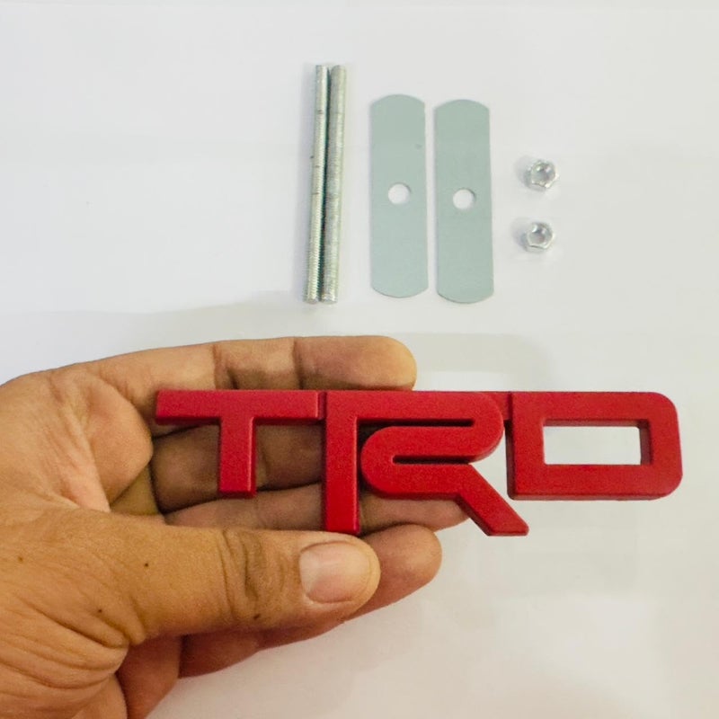 AUTO MT RED TRD Small Grill Logo 12.5 x 3.4Cm Mettalic Alloy Front Grill Badge Car Front Grill 3D Badge Auto Racing for Car/Bike - Image 4