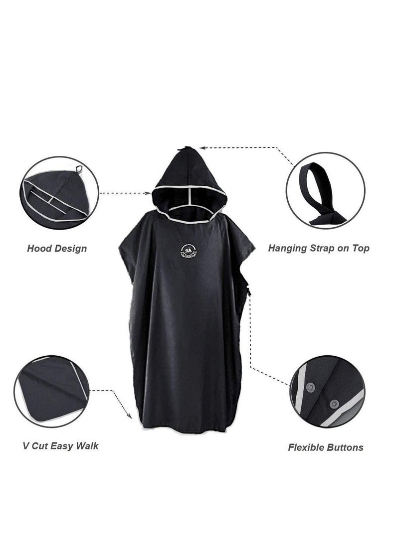 Microfiber Surf Poncho, Wetsuit Changing Bath Robe, Beach Change Cloak Dive Quick Dry Pool Swim Beach Towel with Hood for Adults - Image 4