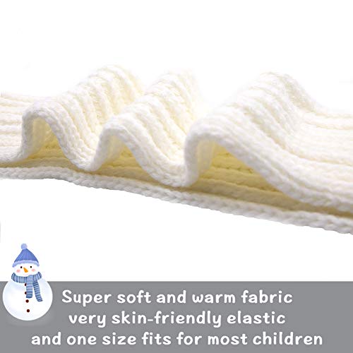 XIAOHAWANG Kids Winter Knitted Scarves Wraps Toddler Boys Thick Neck Warmer Baby Girls Warm Scarf Solid Color (J-white) - Image 2