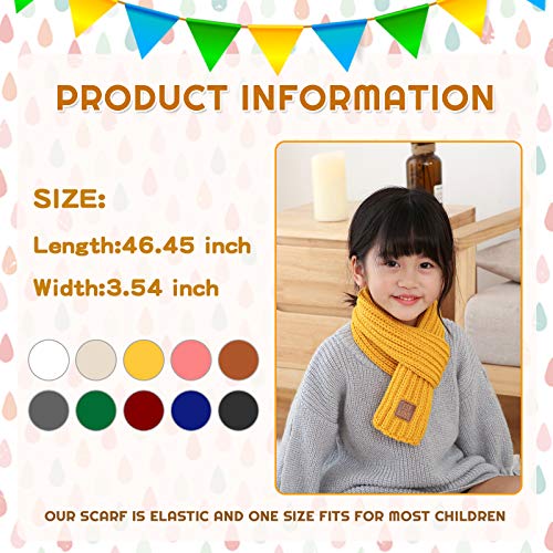 XIAOHAWANG Kids Winter Knitted Scarves Wraps Toddler Boys Thick Neck Warmer Baby Girls Warm Scarf Solid Color (J-white) - Image 4