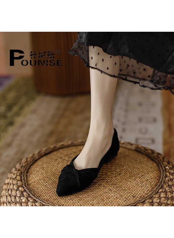 Pounise أحذية نسائية على الطريقة الكورية مقاس كبير Pqm-02 أسود 37/235 - Image 2
