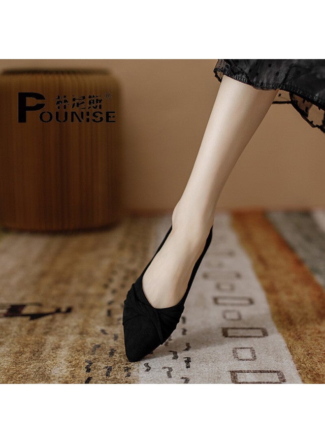 Pounise أحذية نسائية على الطريقة الكورية مقاس كبير Pqm-02 أسود 37/235 - Image 5