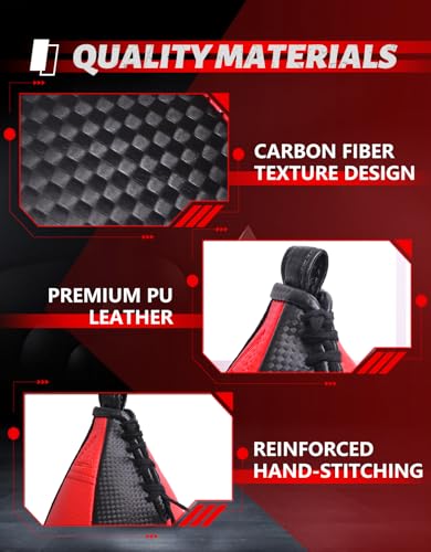 SAEEPABUL Speed Bag,Speed Bag for Boxing,PU Leather Reflex Training Pear Shaped Punching Bag,Fast Reaction Skills Development Perfect for Kids Teens Adults Boxing Coaches Maya Black & Red - Image 4