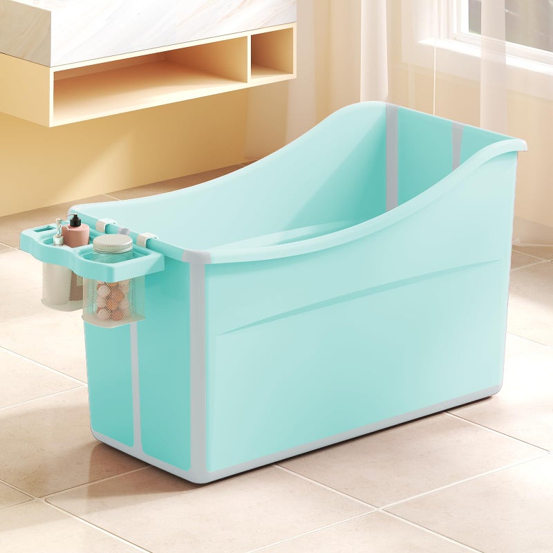 joyingbaby Collapsible Baby Bathtub Foldable Bathtub for Toddler Portable Large Foldable Bath Tub Bathtub for Kids Petite with Thermometer and Storage Basket (Green) - Image 1