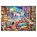 BBOLDIN Winter Book Nook Puzzle 1000 Piece for Adult Cozy Cabin Northern Lights Jigsaw Puzzle Cat Animals Puzzles - Image 2