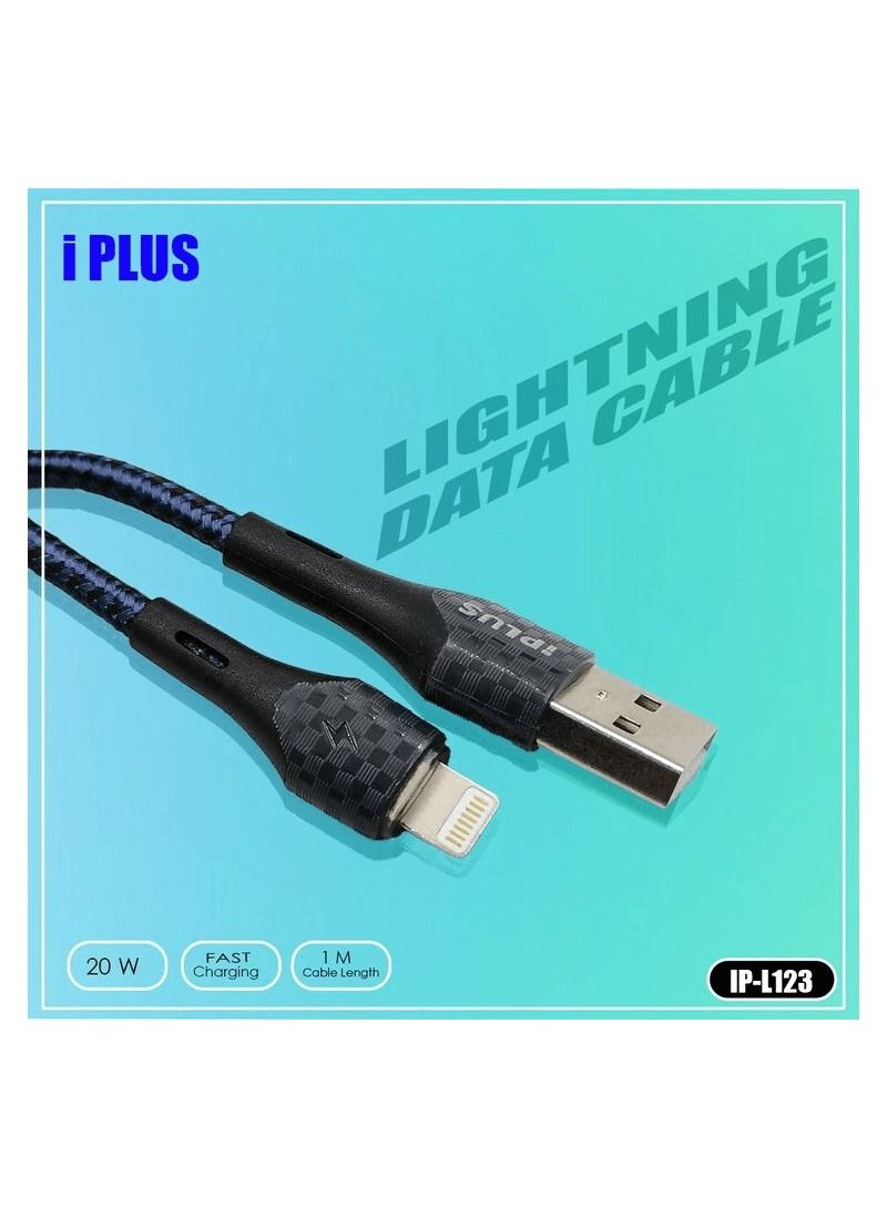 iPlus Lightning Cable 20W Fast Charging Data Cable For  AppIe,  1 Meter Charge And Sync With Breathing Light iPlus ip-L123 - Image 1