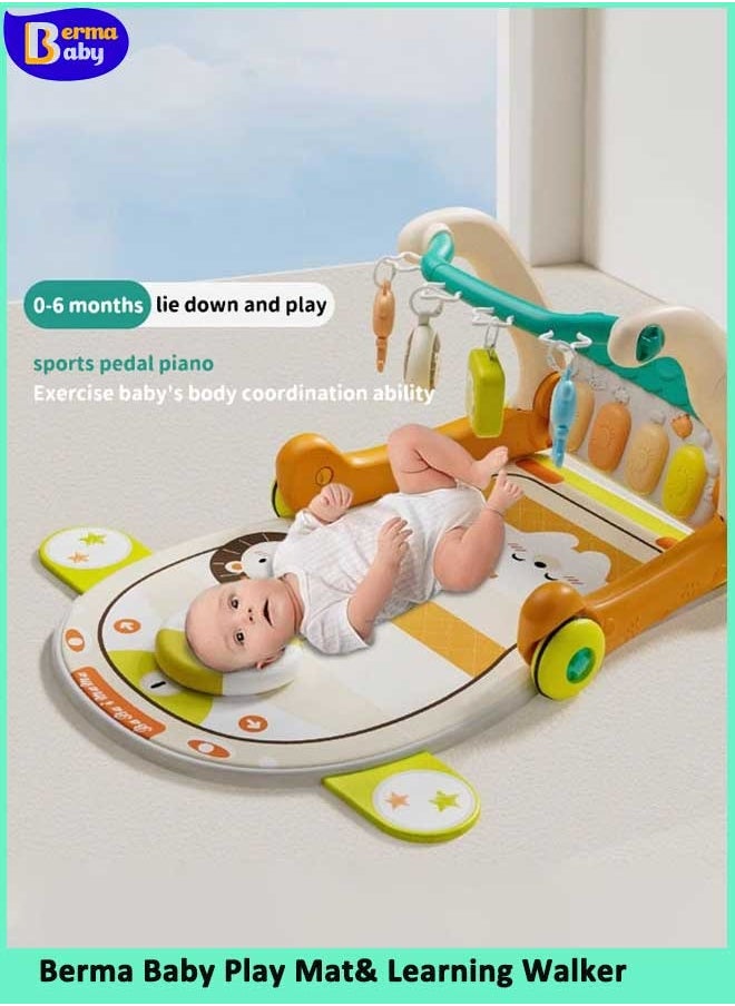 Berma Baby 4-in-1 Baby Play Mat Baby Gym & Learning Walker, Baby Activity Mat with Kick and Play Piano, Musical Activity Center with Lights, Tummy Time Mat for Infants Newborns Toddlers 0-6-9-12 Month  - Image 3