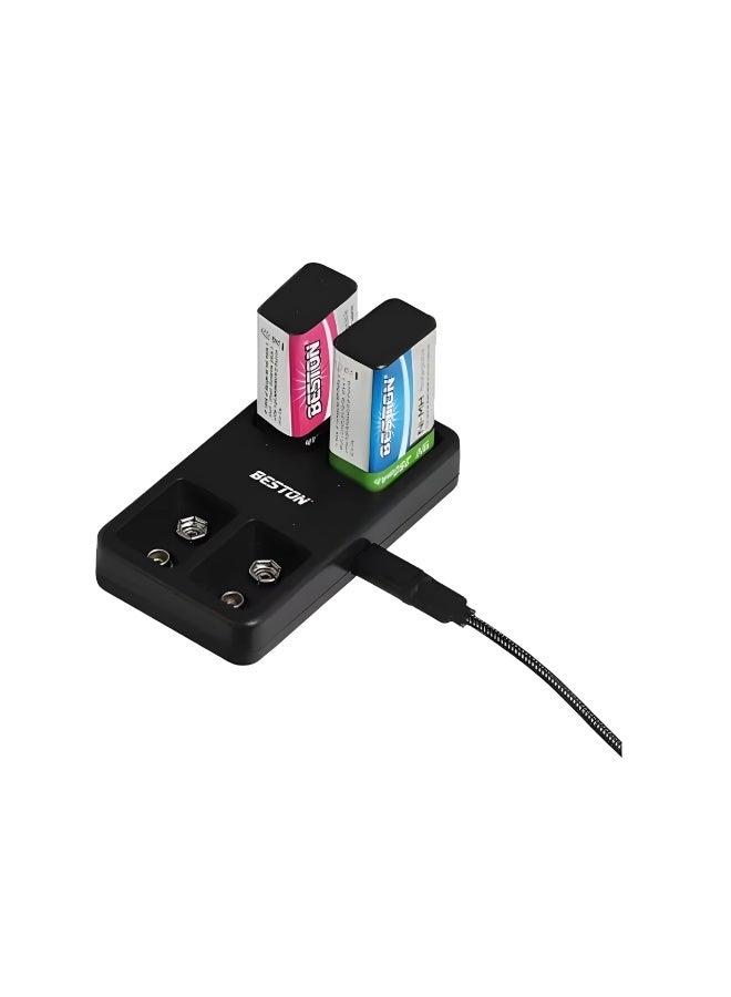 BESTON 4-Slot 9V Li-ion Battery Charger with Smart Auto Cut-Off and LED Indicators Compact USB-Powered Charger for Safe and Efficient Charging of 9V Rechargeable Batteries - Image 3
