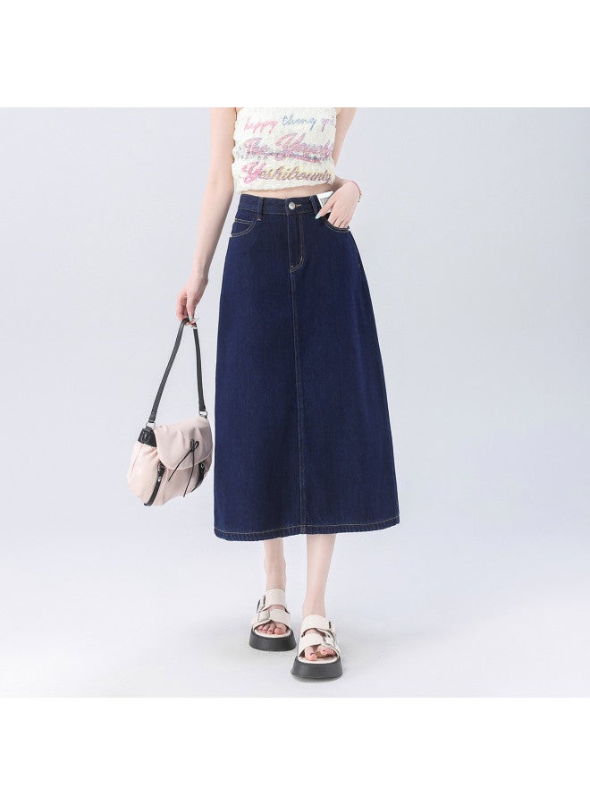 EPTISON Women's Denim Skirt Summer Fashion Versatile High Waist Slit Slimming A-line Midi Skirt - Image 4