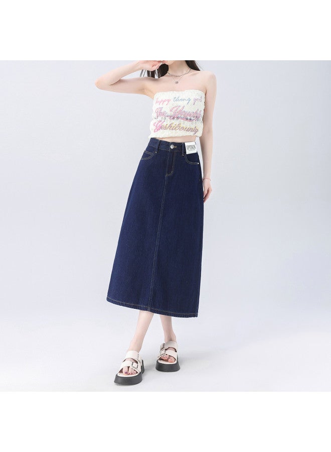 EPTISON Women's Denim Skirt Summer Fashion Versatile High Waist Slit Slimming A-line Midi Skirt - Image 5