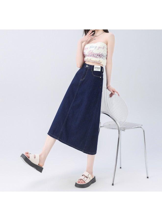 EPTISON Women's Denim Skirt Summer Fashion Versatile High Waist Slit Slimming A-line Midi Skirt - Image 2