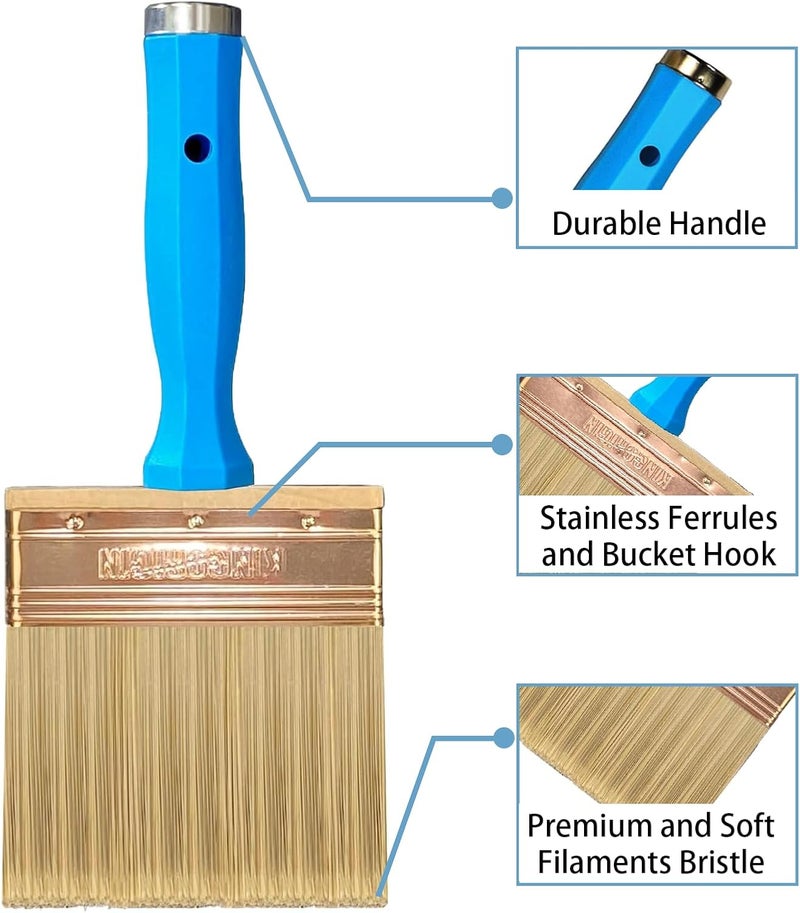 KingOrigin Deck Stain Brush, Thick Paint Brushes 4" for Faster Coverage, Compatible with Most Extension Poles, Stain Brushes for Wood, Deck, Walls, Fence and House - Image 1