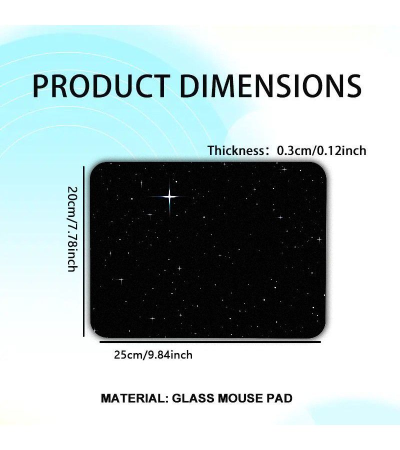 Crystal Glass Mouse Pad 30x25cm Anti Scratch Surface Laser Etched Patterns - Image 3