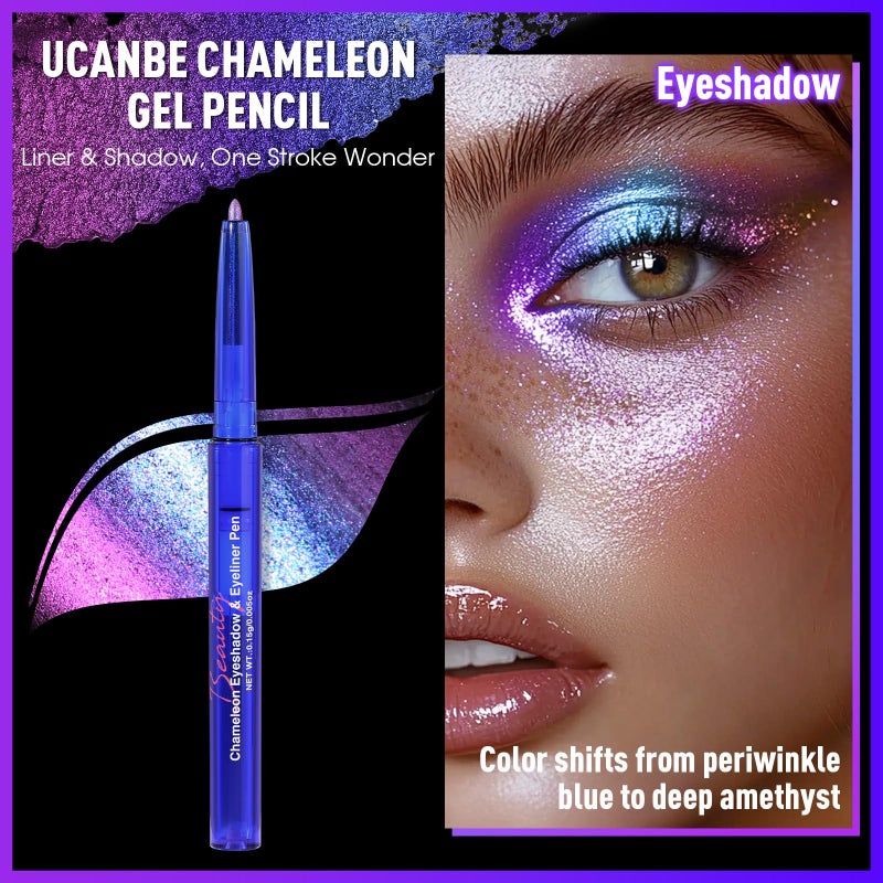 UCANBE Chameleon Eyeshadow & Eyeliner Gel Pencil-Multichrome Shifting Colors Metallic Glitter Eye Makeup,Waterproof Long-Lasting Smudge-Proof Multi-Dimensional Color (Periwinkle Blue to Deep Amethyst) - Image 2