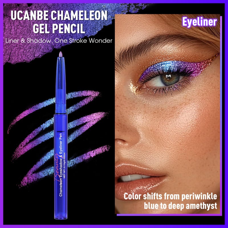 UCANBE Chameleon Eyeshadow & Eyeliner Gel Pencil-Multichrome Shifting Colors Metallic Glitter Eye Makeup,Waterproof Long-Lasting Smudge-Proof Multi-Dimensional Color (Periwinkle Blue to Deep Amethyst) - Image 3