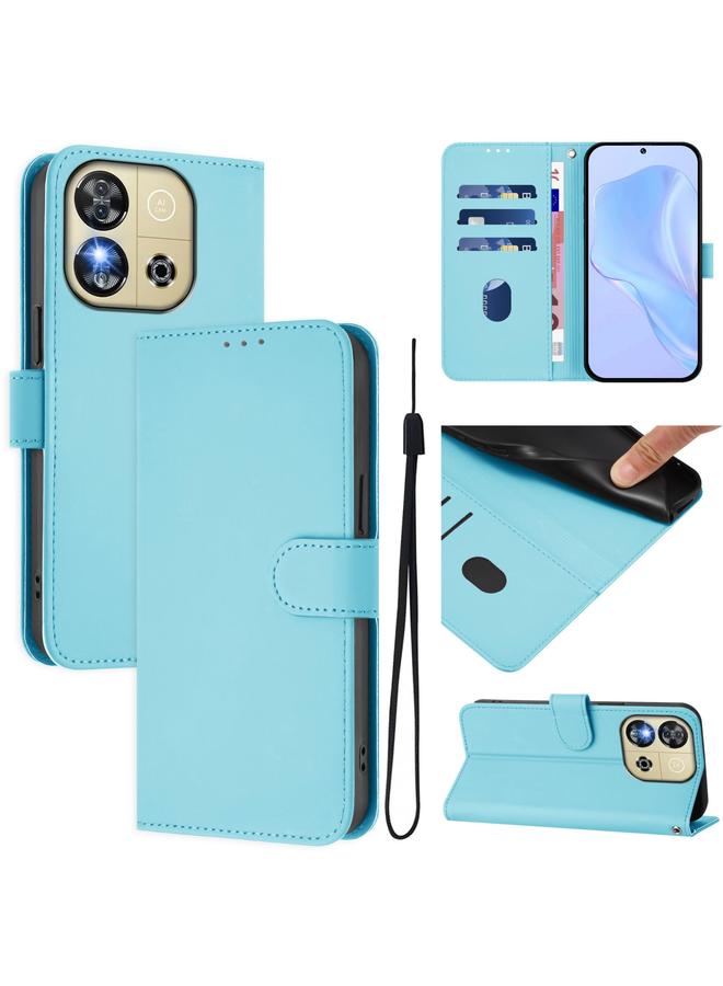 erorex Case For Oukitel C57s Skin Feel Solid Color Leather Phone Case with Lanyard - Image 1