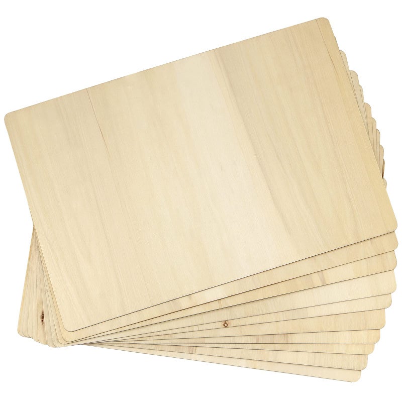 KOHAND 10 PCS 18 x 12 Inch Basswood Sheets Plywood Board18 Inch 3 mm Unfinished Plywood Craft Wood Thin Sheets Rectangle Wooden Cutouts for Crafts Laser Projects Pyrography Painting