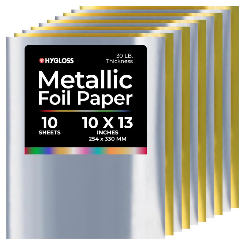 Hygloss Metallic Foil Paper 10 Sheets Gold and Silver Color Shiny Papers 10 x 13 Inches Ideal Foil Papers for Crafts Shiny Craft Paper Sheets