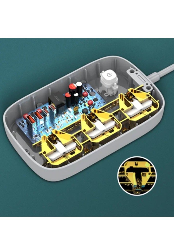 لدنيو محول الطاقة، واقي التيار الكهربائي لقطاع الطاقة SC3416 | شريط سلك كهربائي 3 منافذ 65 وات 4 منفذ USB GaN منفذ USB متعدد وصلة شريط الطاقة مقبس تمديد الخنزير مع 2USB و2 شريط طاقة من النوع C - Image 5