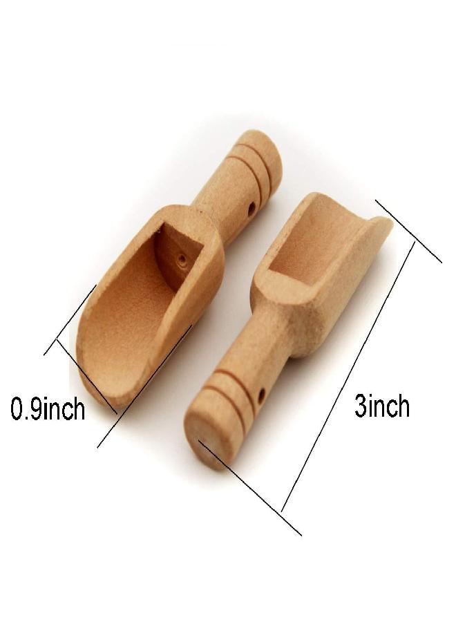 lasenersm 6 PCS Mini Wooden Scoops Bath Salt Spoon 3 Inch Long for Bath Salts, Candy, Spices, Laundry Detergent, Tea, Coffee Beans - Image 2