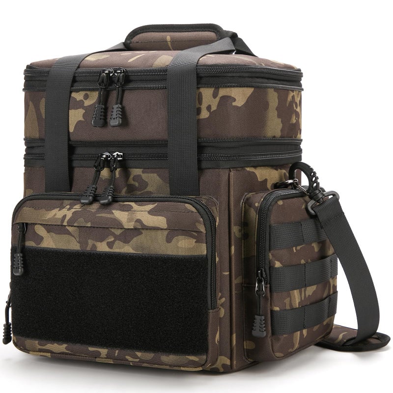 Gafetrey Tactical Lunch Box for Men Insulated Bag Adult Thermal Lunchbox Leakproof Waterproof Cooler Bag Dual Compartment tote Large Pail Work Office Camping TravelBlack Camo - Image 2