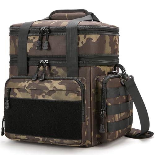 Gafetrey Tactical Lunch Box for Men Insulated Bag Adult Thermal Lunchbox Leakproof Waterproof Cooler Bag Dual Compartment tote Large Pail Work Office Camping TravelBlack Camo - Image 1