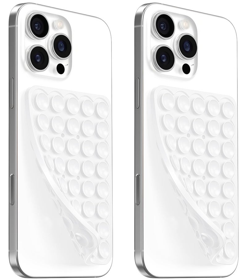 AZXYI Anteel 2 Pack Silicone Suction Cup Phone Case Mount Double Sided, Non Slip Phone Accessories for Cellphone, Hands-Free Strong Grip Silicon Phone Holder for Selfies and Videos (White) - Image 1