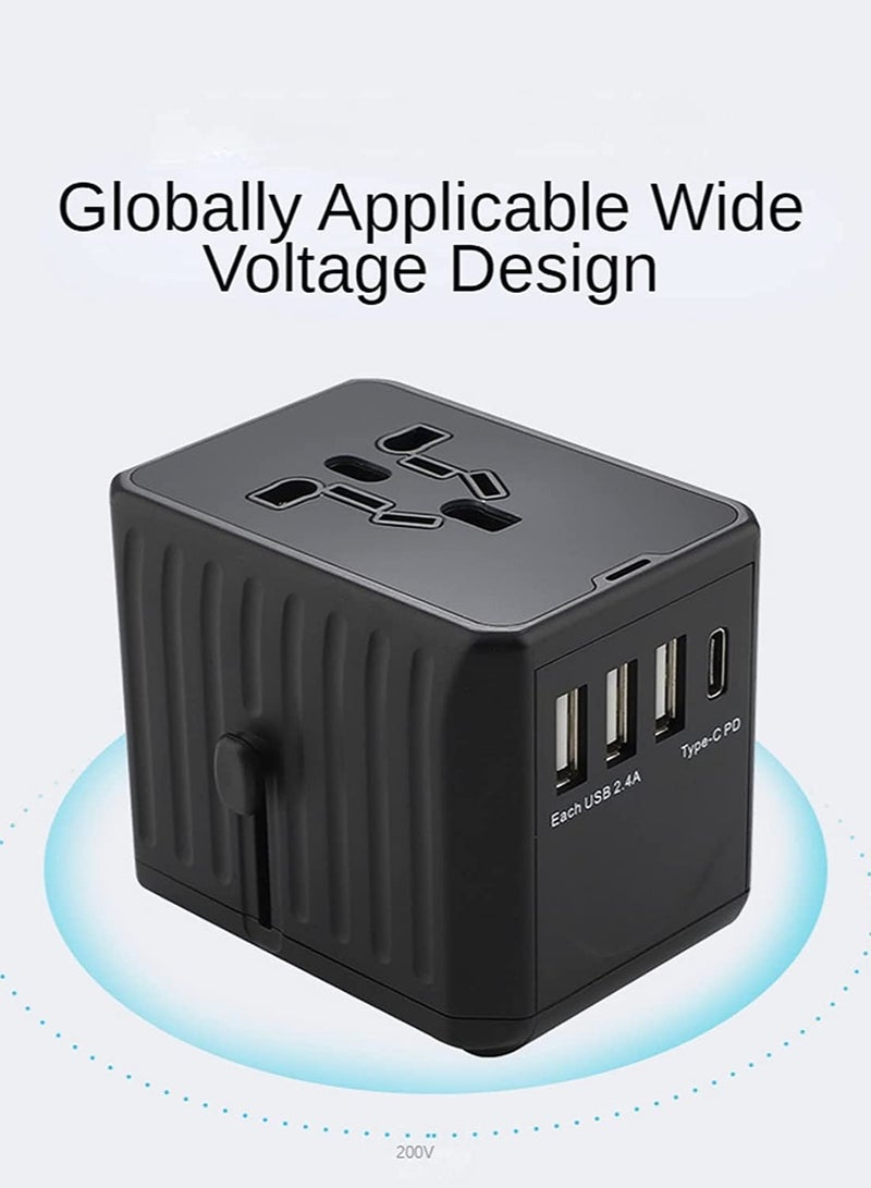 ELTRAZONE Multi-Function Power Adapter for Travel, International Power Conversion Connector, 3Type-A & 1Type-C,4USB Interface, Universal Standard in Uk, Usa, Australia and Europe, Etc (Black) - Image 5