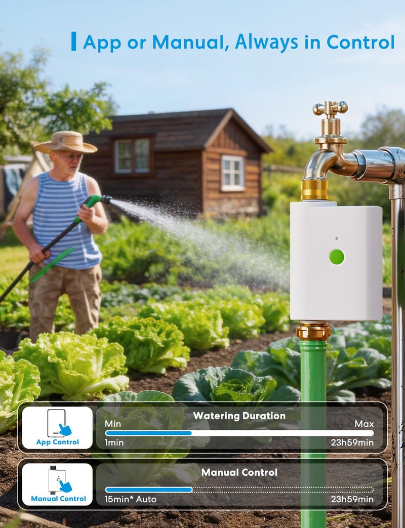 meross WiFi Water Timer for Garden Hose, Smart Hose Timer with Brass Inlet & Outet, WiFi Sprinkler Valve Work with Apple Homekit, Alexa & Google Assistant, Smart Rain Skip for Lawn, Garden & Yard - Image 5