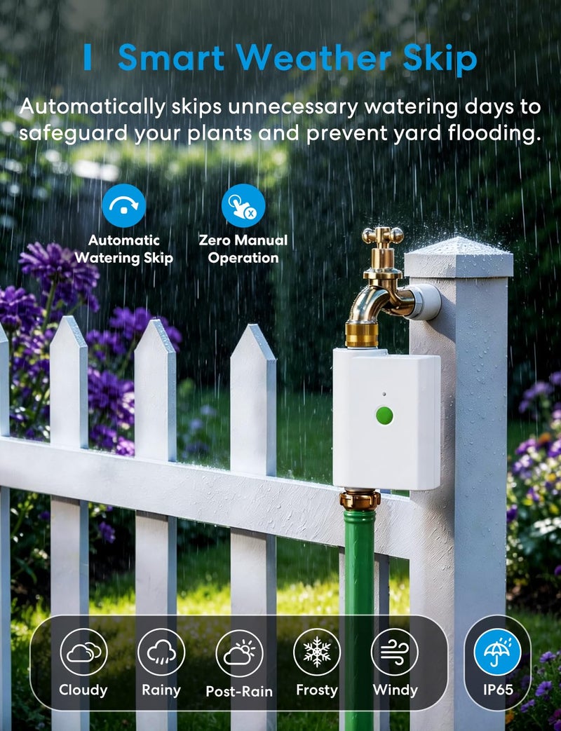 meross WiFi Water Timer for Garden Hose, Smart Hose Timer with Brass Inlet & Outet, WiFi Sprinkler Valve Work with Apple Homekit, Alexa & Google Assistant, Smart Rain Skip for Lawn, Garden & Yard - Image 3