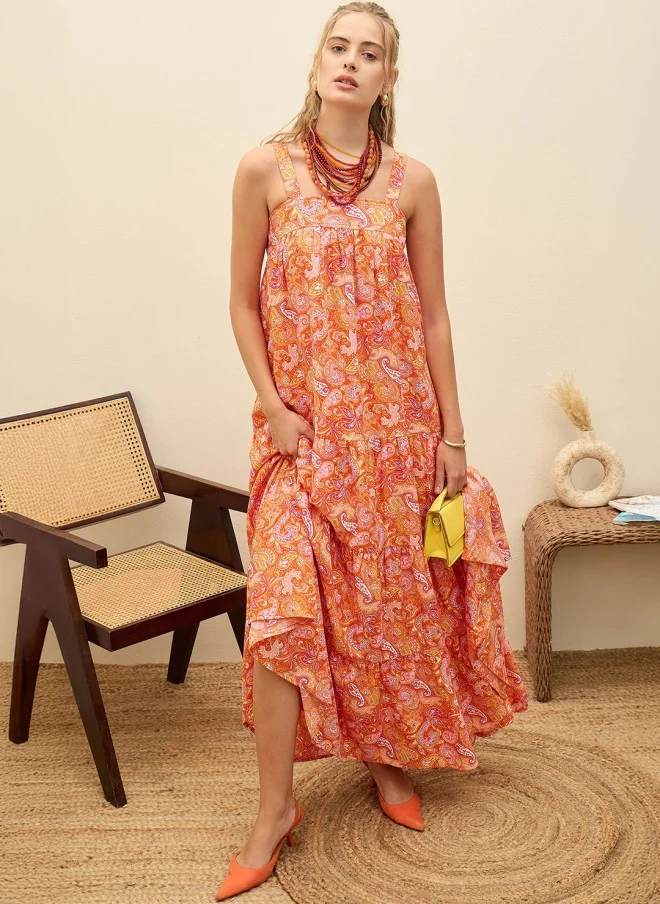 SASSAFRAS Paisley Print Maxi Dress for Women