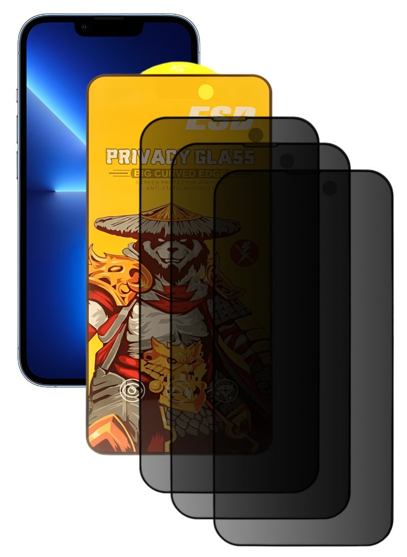 ESD 3 Pieces Tempered Dustproof Privacy Glass Screen Protector Compatible For iPhone 13 Pro - Image 1