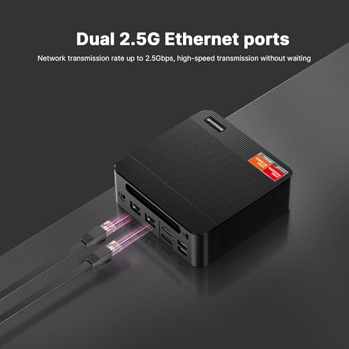 BOSGAME P4 Ultra Mini PC, AMD Ryzen 7 7730U (up to 4.5GHz), 16GB DDR4, 1TB PCIe SSD Mini Desktop Computer, Dual LAN 2.5G & Wi-Fi 6E & BT5.2, 4K Triple Display, for Home, Office, Gaming - Image 5