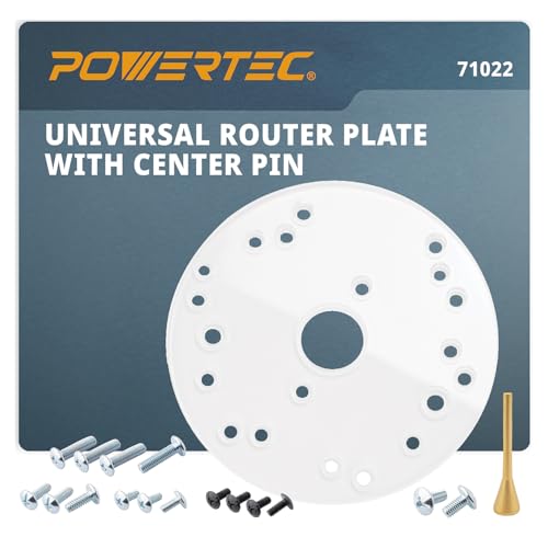 POWERTEC 6-1/2" Clear Acrylic Router Base Plate with Centering Pin & Mounting Screws | Predrilled Sub-Base Fits Bosch, DeWalt, Milwaukee, Makita, Porter Cable, Craftsman & More (71022) - Image 1