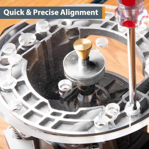 POWERTEC 6-1/2" Clear Acrylic Router Base Plate with Centering Pin & Mounting Screws | Predrilled Sub-Base Fits Bosch, DeWalt, Milwaukee, Makita, Porter Cable, Craftsman & More (71022) - Image 2