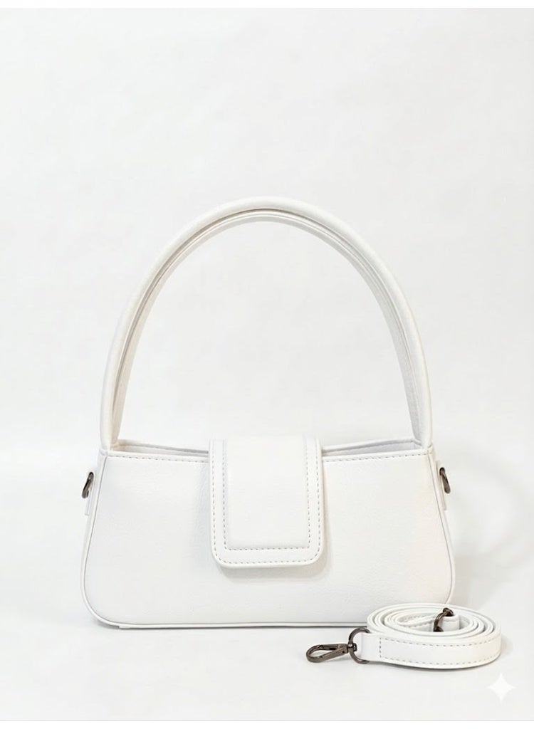 لايف ستيلاش  حقيبة كتف جلدية كلاسيكية ZC-12 - ابيض - Image 1