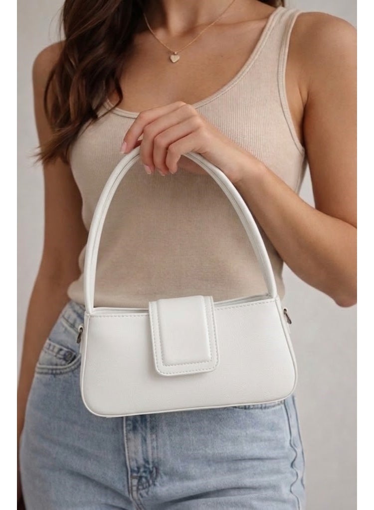 لايف ستيلاش  حقيبة كتف جلدية كلاسيكية ZC-12 - ابيض - Image 3